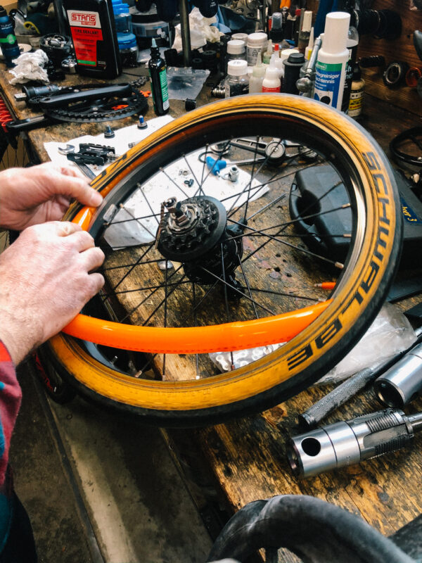 mounting folding bike