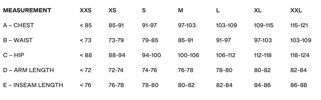 sizing guide
